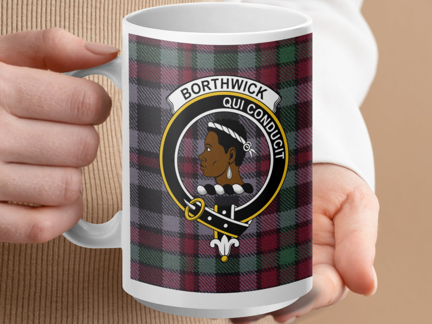 Borthwick Crest Clan Tartan Design Coffee Mug - Living Stone Gifts