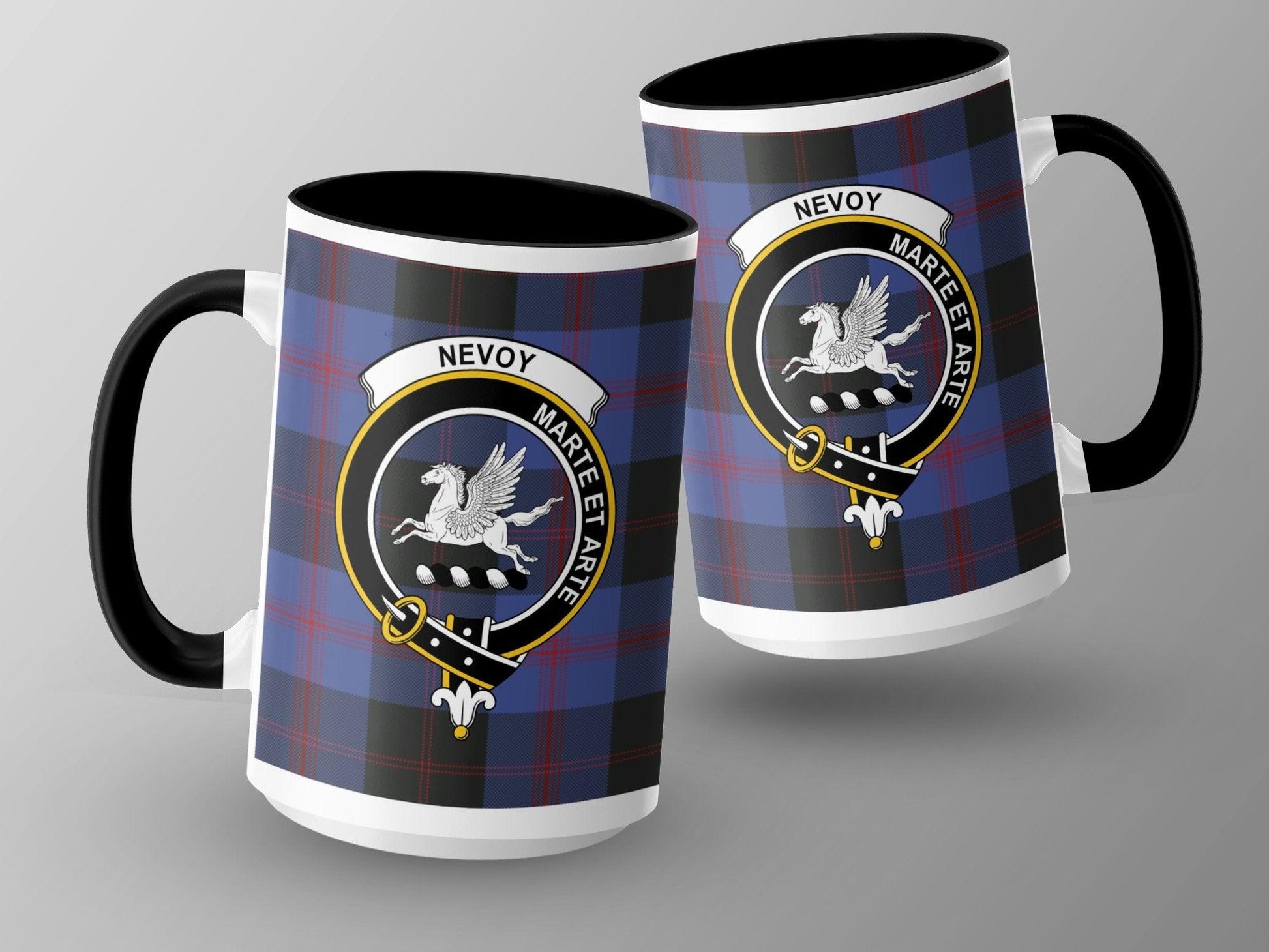 Nevoy Scottish Clan Crest and Tartan Design Mug - Living Stone Gifts