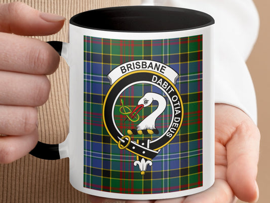 Traditional Brisbane Clan Crest Plaid Design Mug - Living Stone Gifts