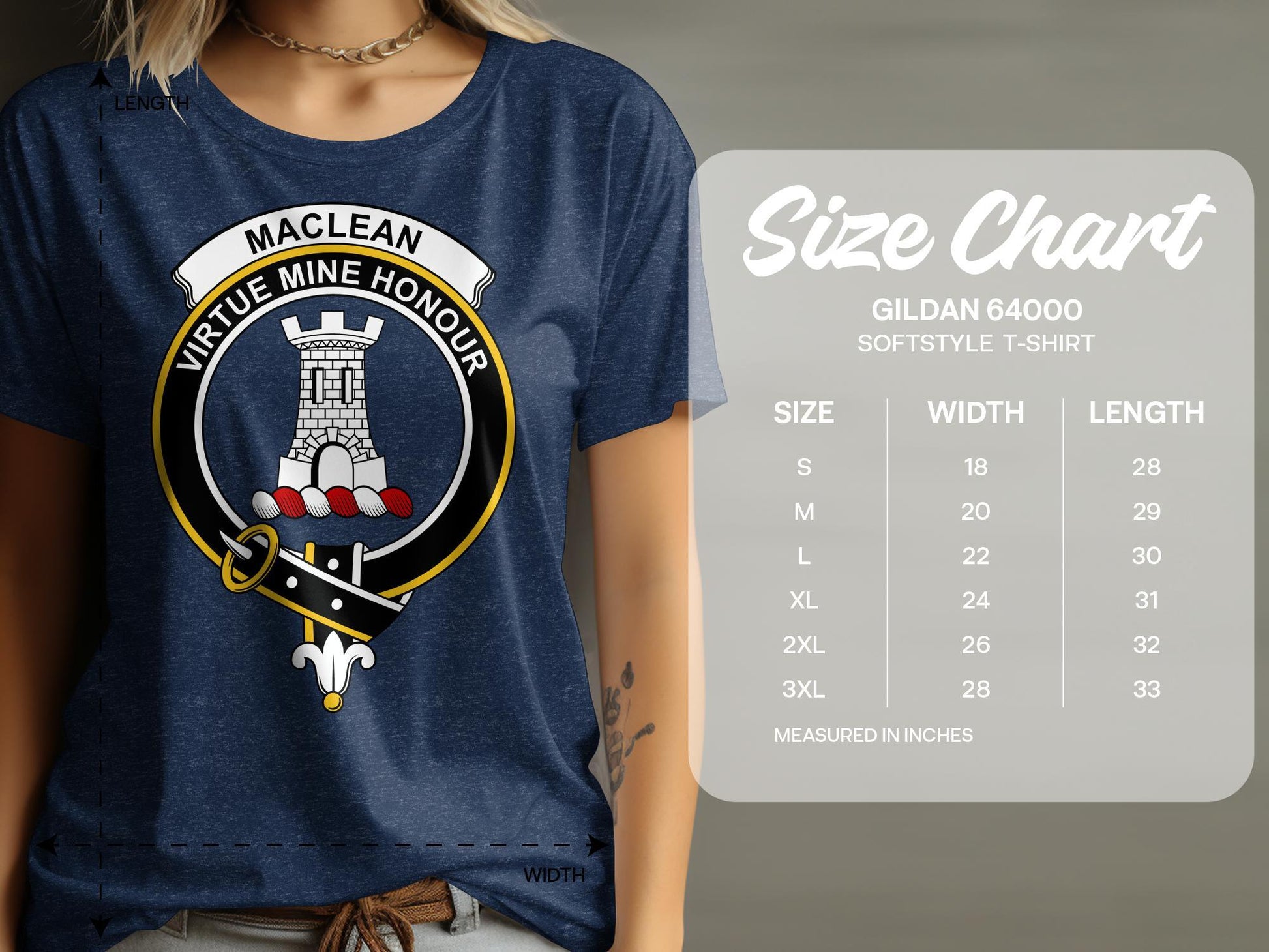 Maclean Virtue Mine Honour Clan Crest T-Shirt - Living Stone Gifts