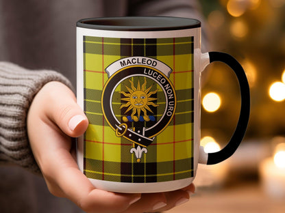 MacLeod Clan Crest with Tartan Pattern on Mug - Living Stone Gifts