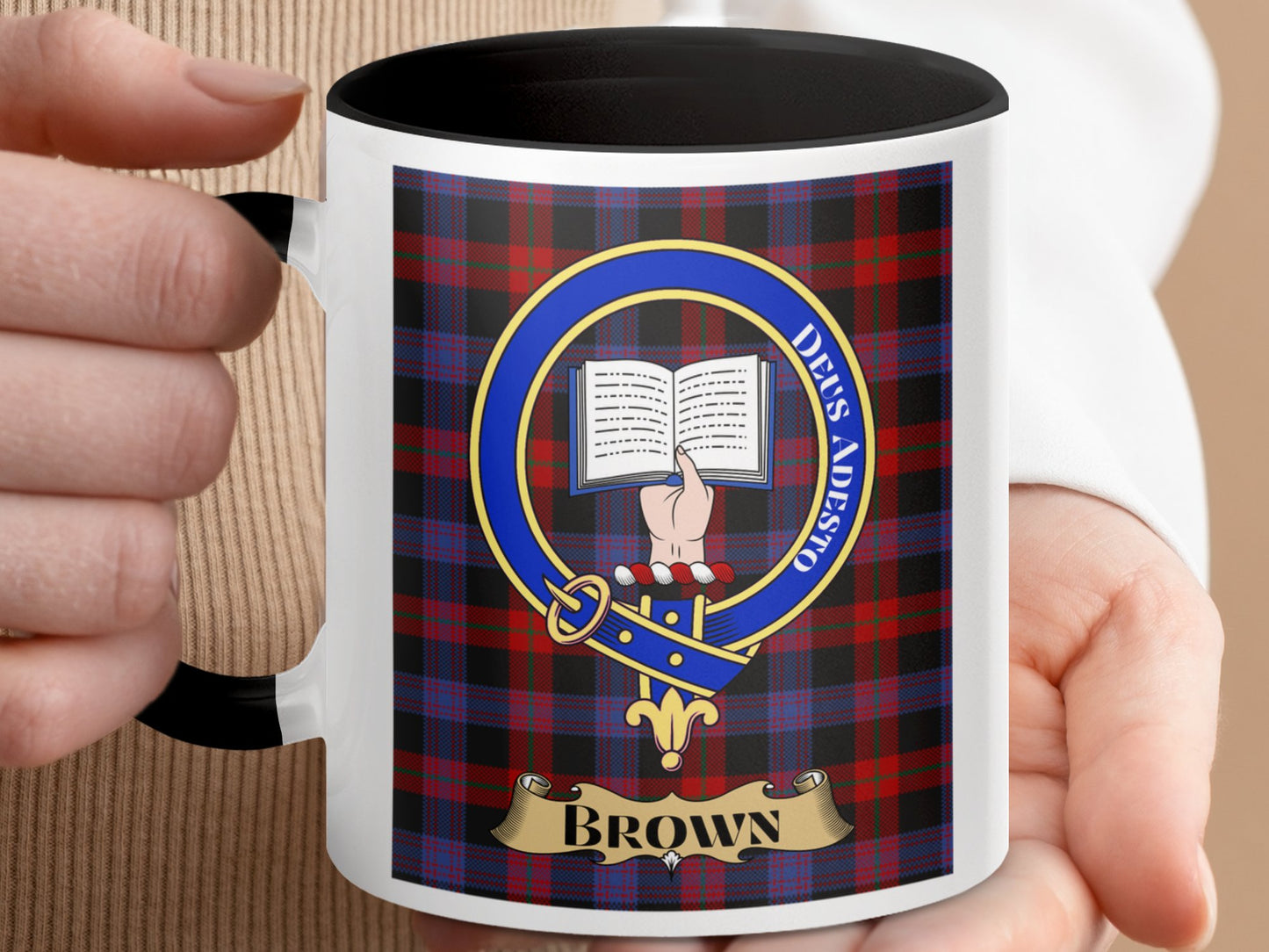 Crest with Open Book and Brown Banner Design Mug - Living Stone Gifts