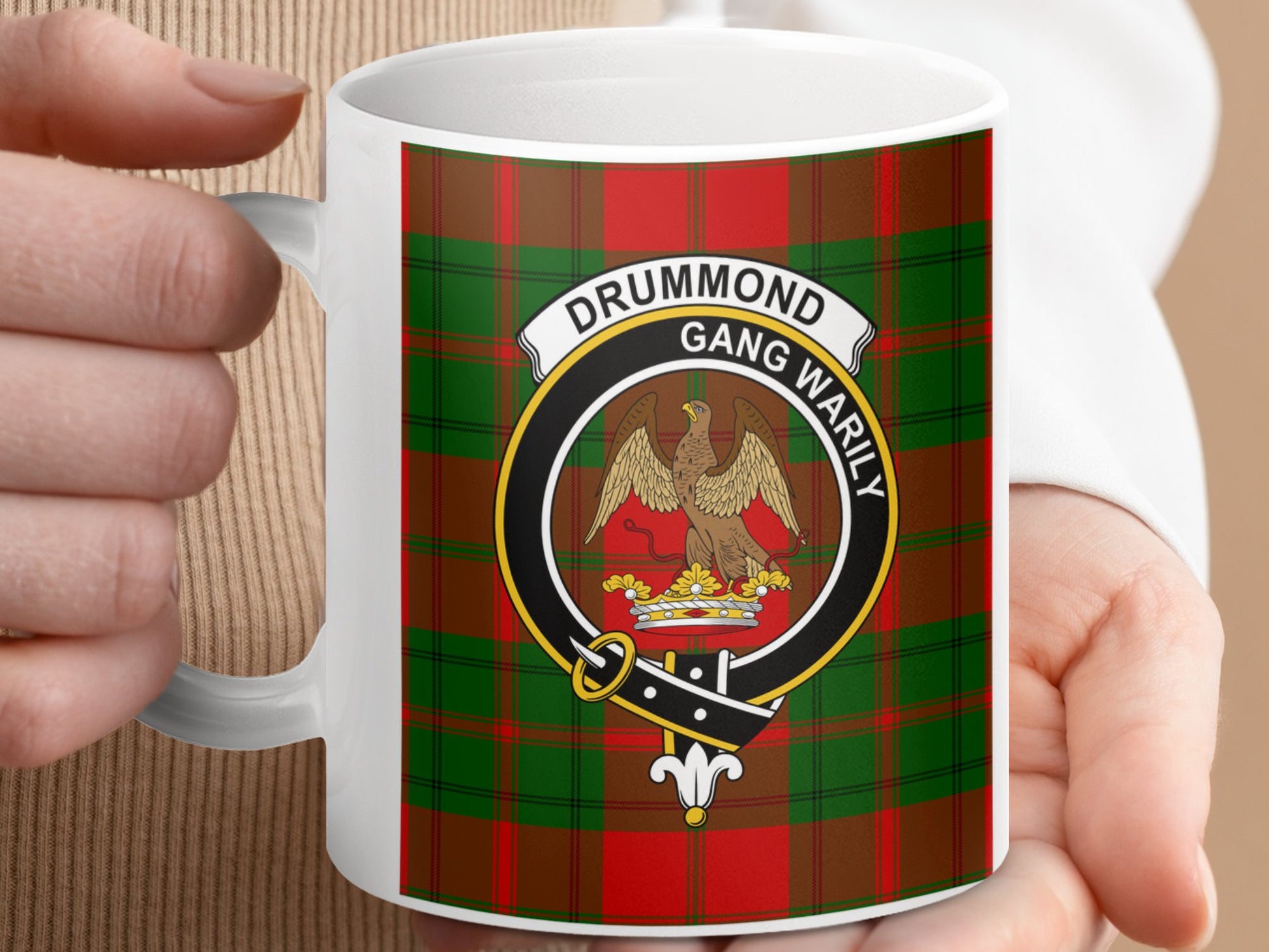 Drummond Clan Scottish Tartan Crest Badge Mug - Living Stone Gifts