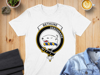 Bethune Scottish Clan Debonnaire Crest T-Shirt - Living Stone Gifts