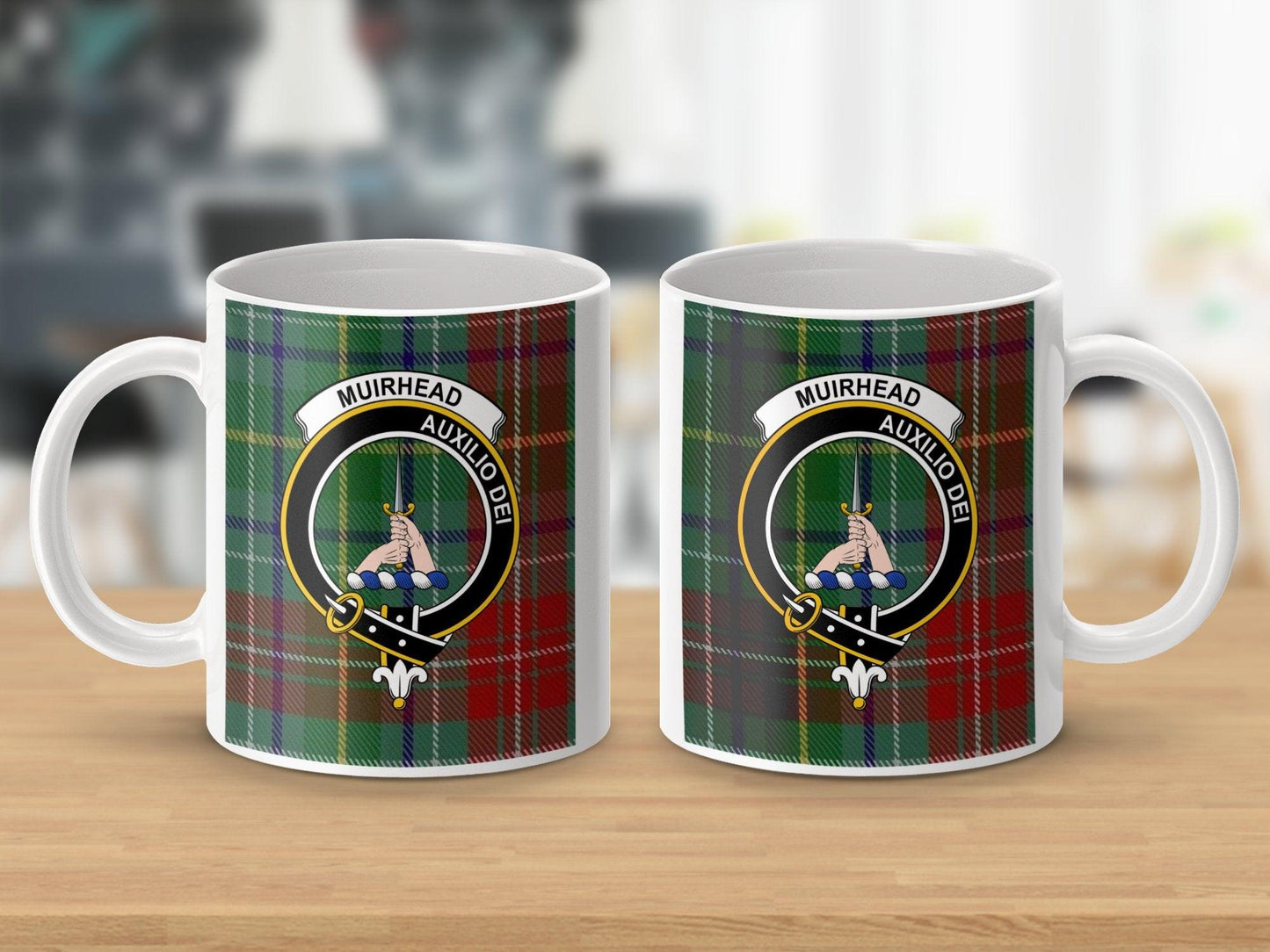 Muirhead Scottish Clan Crest Tartan Plaid Pattern Mug - Living Stone Gifts