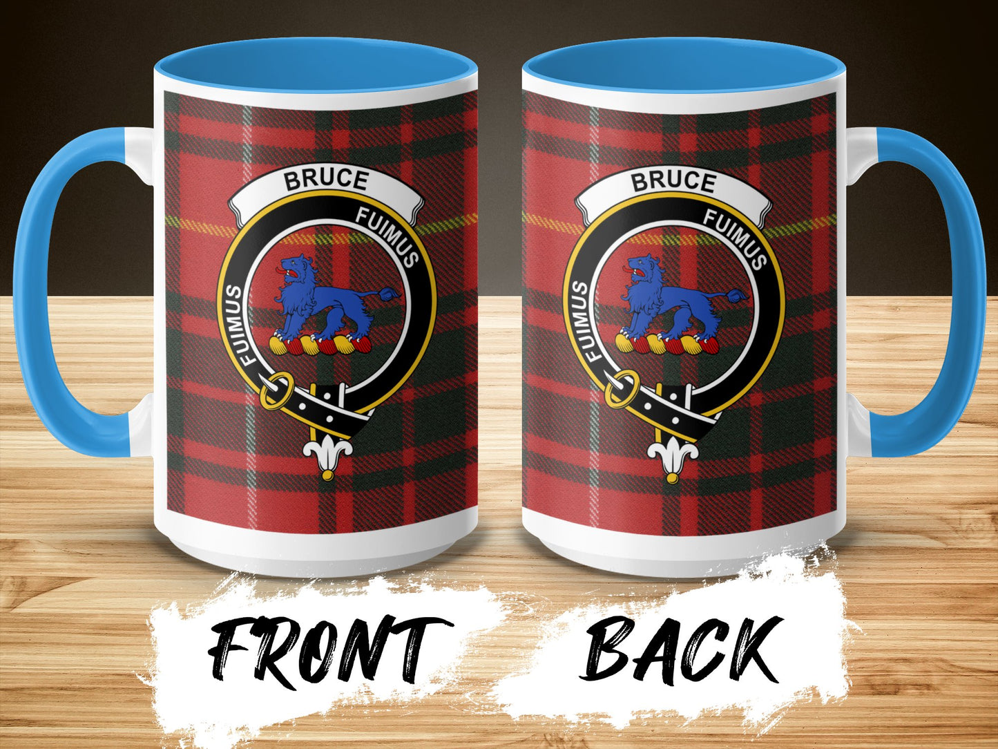 Scottish Red Plaid Bruce Clan Fumos Family Crest Mug - Living Stone Gifts
