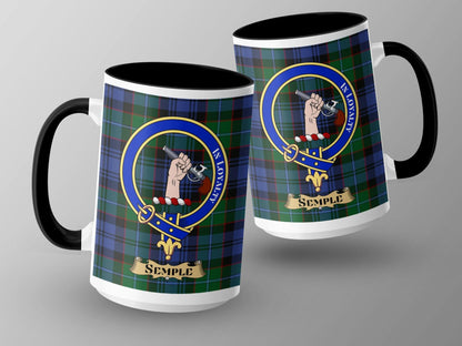 Semple Clan Crest Tartan Scottish Heritage Mug - Living Stone Gifts