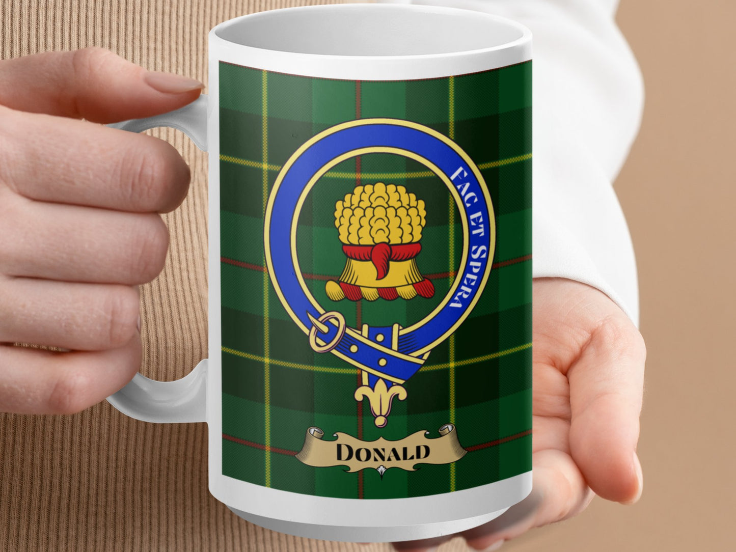 Clan Donald Scottish Tartan Crest Design Mug - Living Stone Gifts