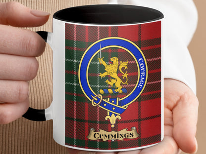 Cummings Scottish Tartan Crest Lion Emblem Mug - Living Stone Gifts