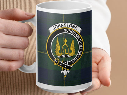 Johnstone Clan Crest Tartan Plaid Scottish Heritage Mug - Living Stone Gifts