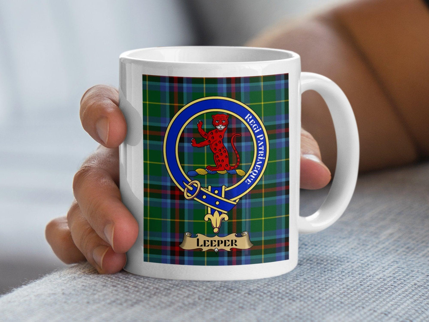 Leeper Clan Scottish Crest Tartan Plaid Pattern Mug - Living Stone Gifts