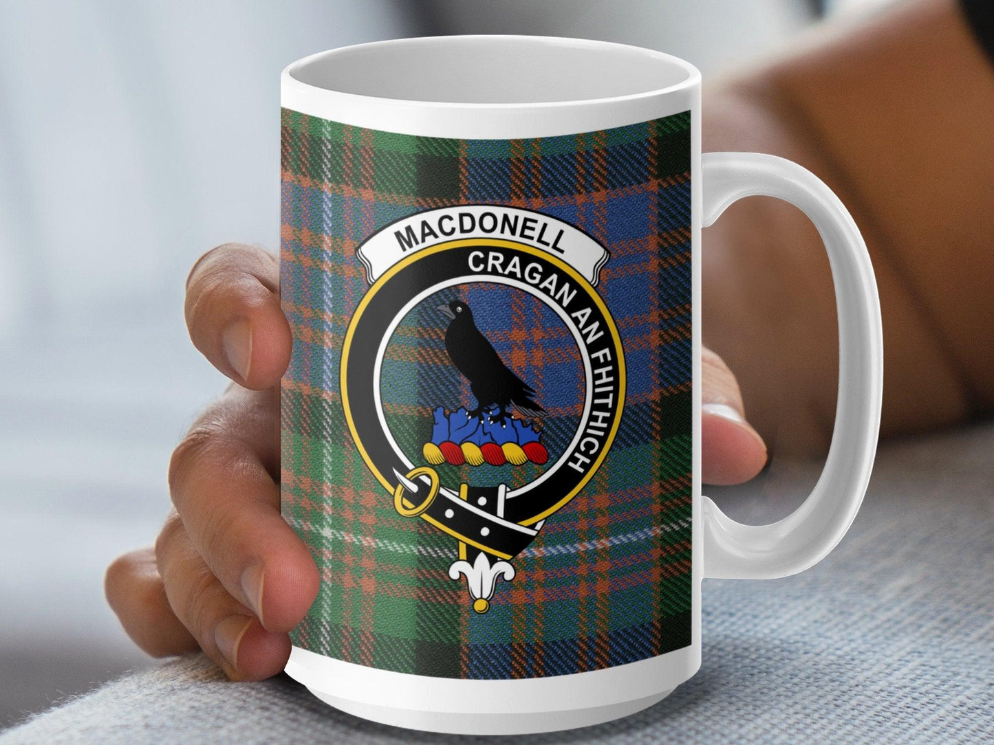 Macdonell Clan Crest Plaid Tartan Design Coffee Mug - Living Stone Gifts
