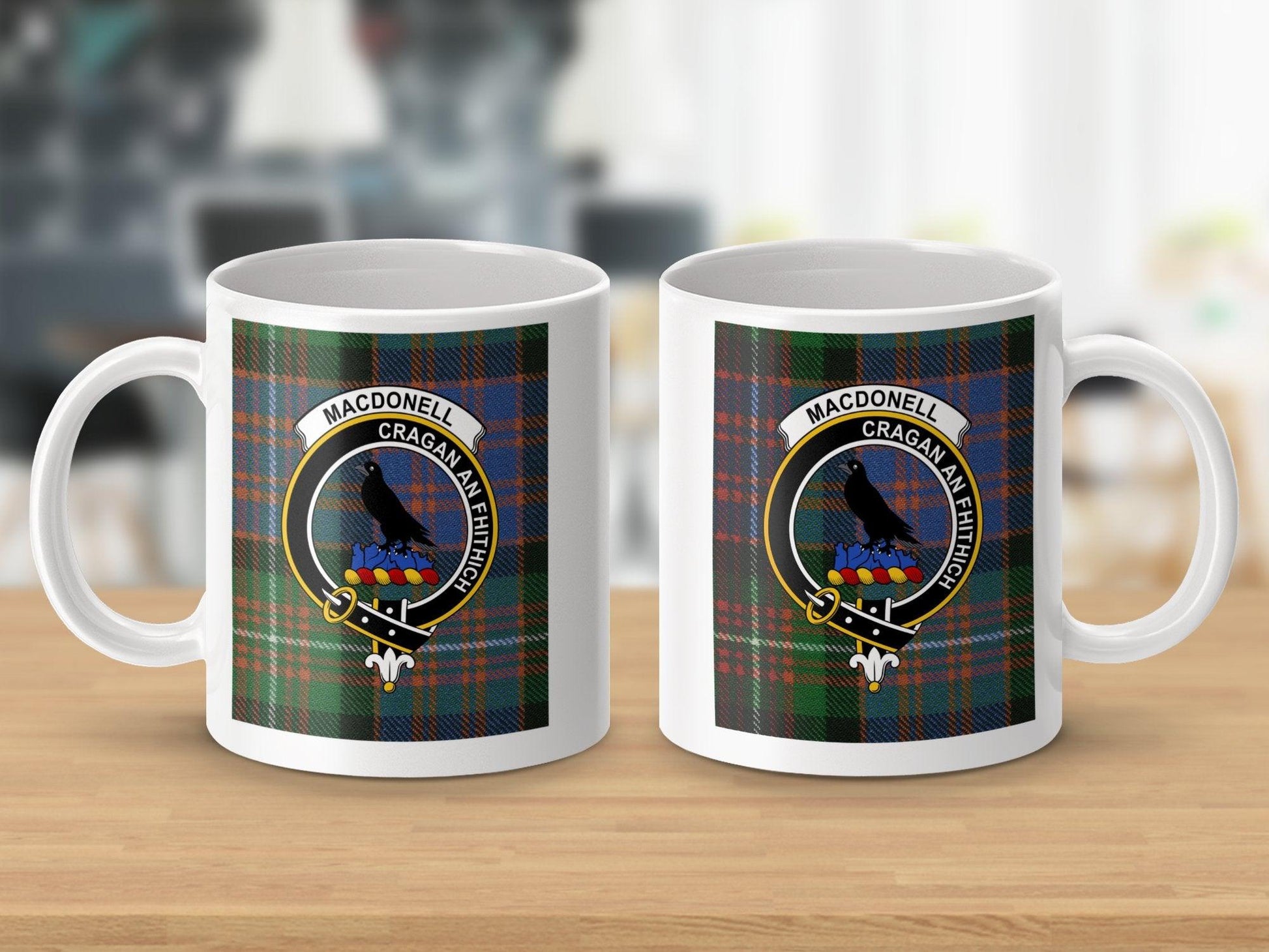 Macdonell Clan Crest Plaid Tartan Design Coffee Mug - Living Stone Gifts