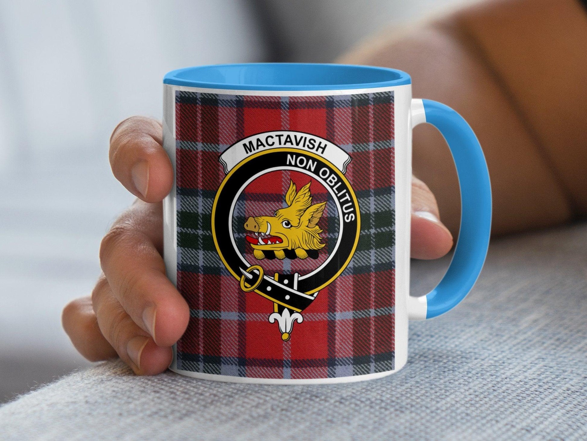 MacTavish Clan Tartan Mug with Authentic Crest Design Mug - Living Stone Gifts