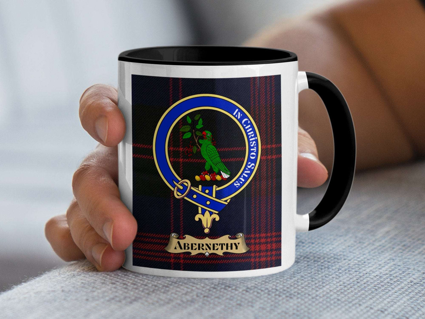 Abernethy Clan Crest Mug with Vibrant Scottish Tartan Design Mug - Living Stone Gifts