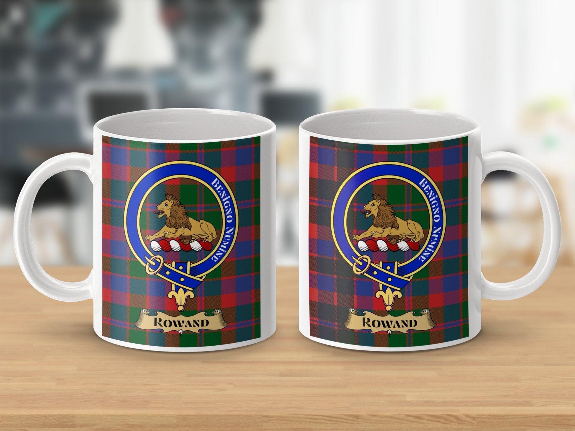 Rowand Scottish Clan Tartan with Crest Mug - Living Stone Gifts