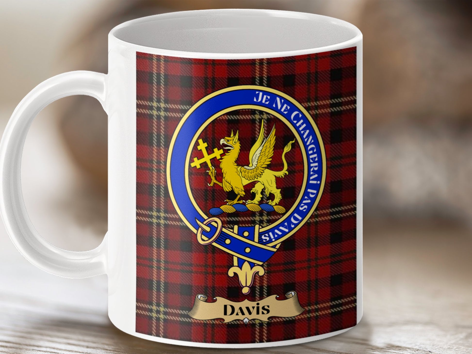 Clan Davidson Scottish Tartan Crest Design Mug - Living Stone Gifts