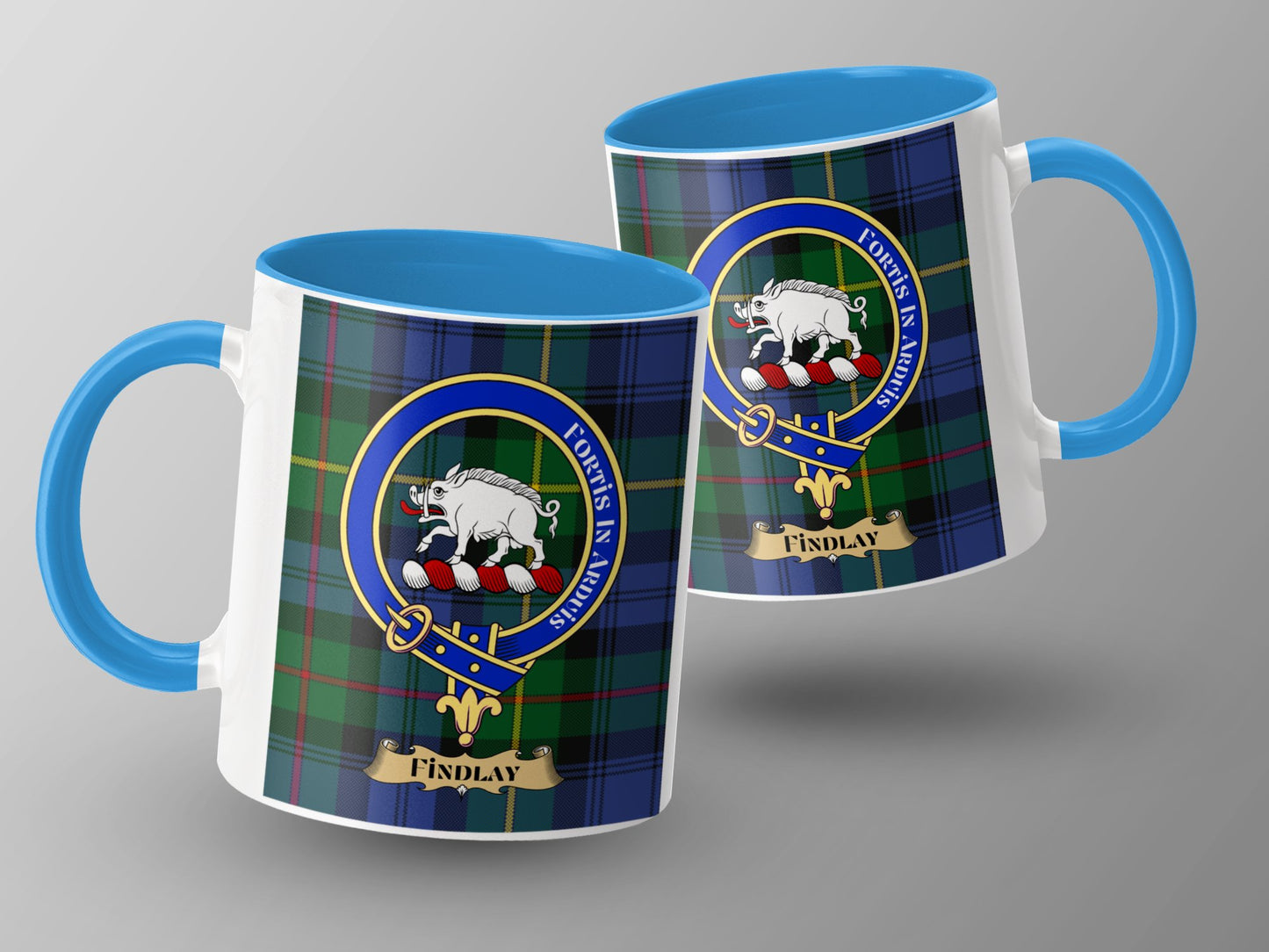 Findlay Scottish Clan Tartan Crest Design Mug - Living Stone Gifts
