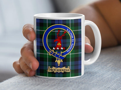 McConnell Scottish Clan Crest and Tartan Design Mug - Living Stone Gifts