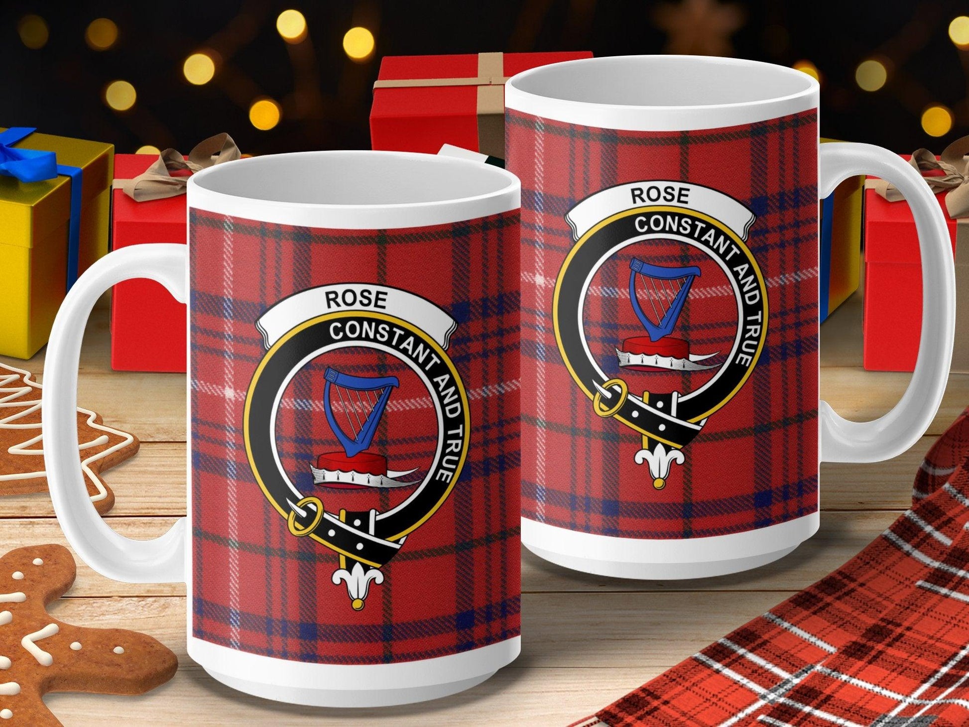 Scottish Clan Rose Constant and True Crest Tartan Mug - Living Stone Gifts