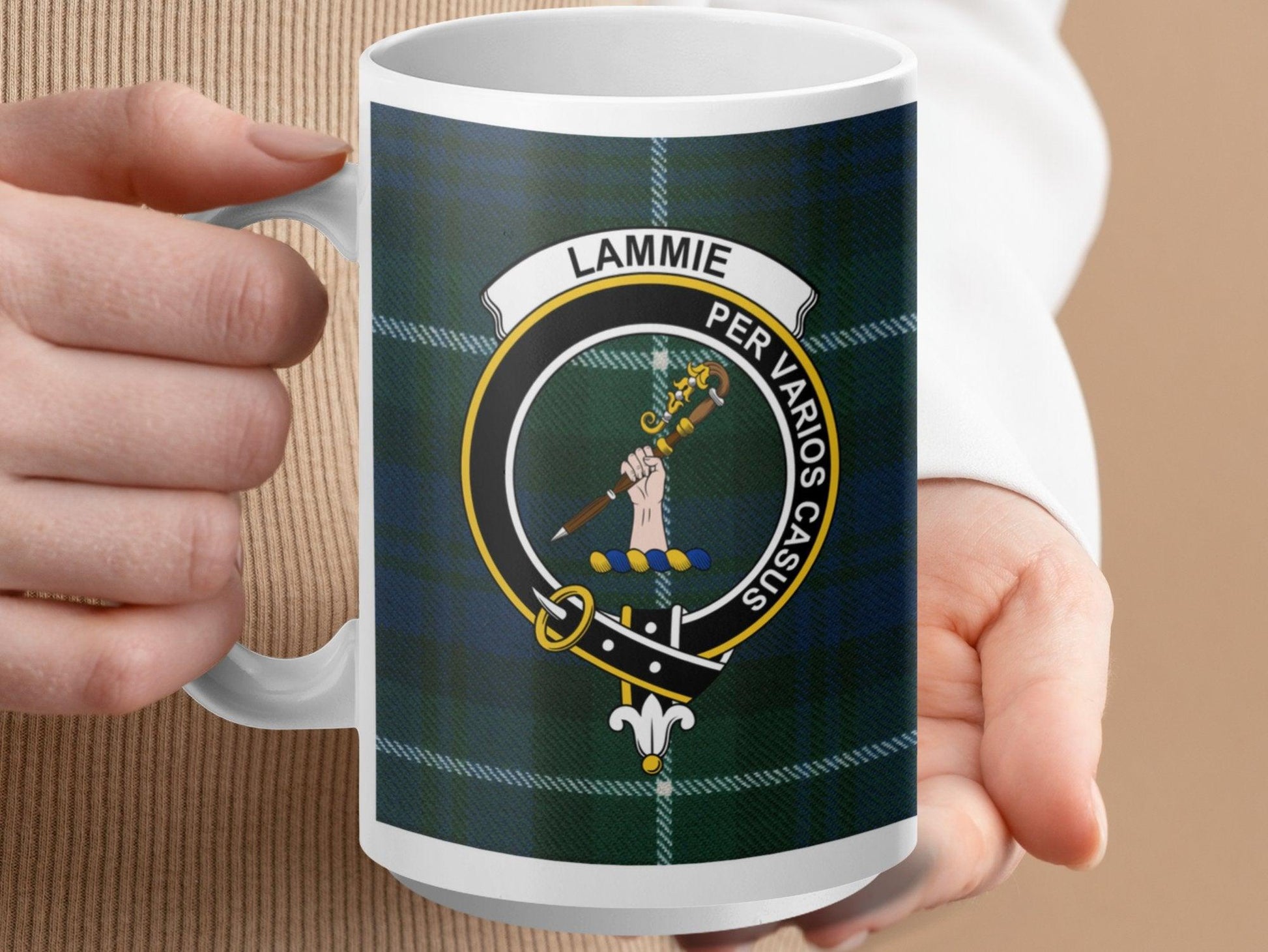 Traditional Scottish Clan Lammie Tartan Crest Plaid Mug - Living Stone Gifts