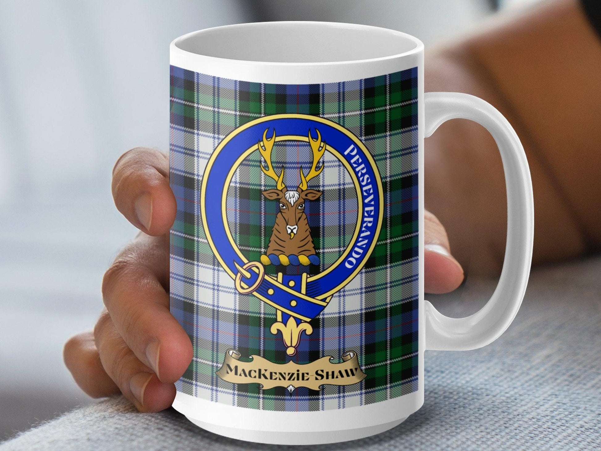 Traditional Scottish Clan MacKenzie Shaw Crest Plaid Mug - Living Stone Gifts