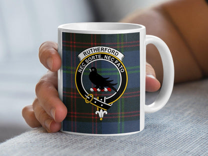 Rutherford Scottish Clan Crest Tartan Mug - Living Stone Gifts