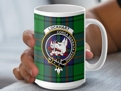 Lockhart Clan Crest Tartan Plaid Scottish Design Mug - Living Stone Gifts