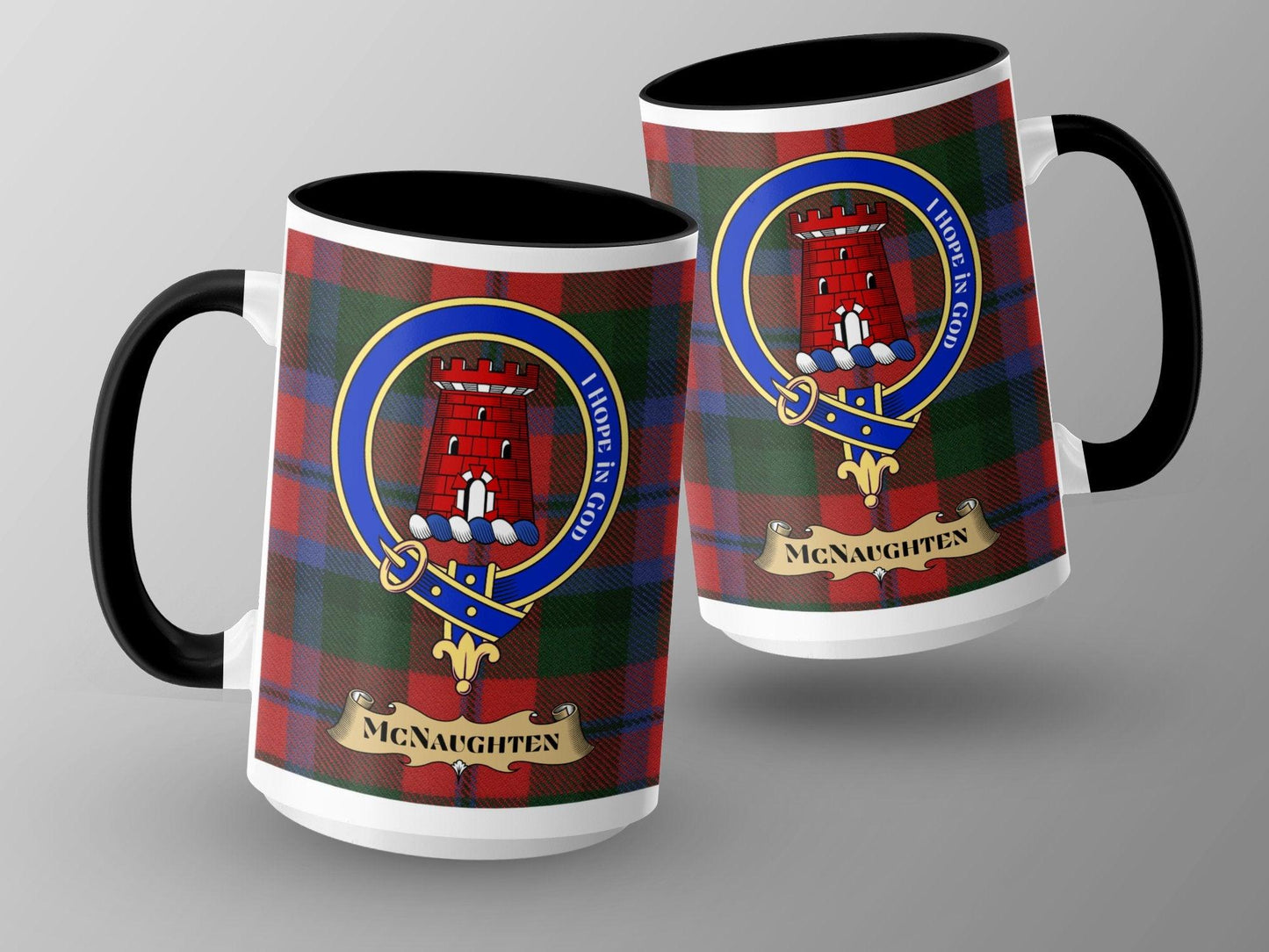 McNaughten Clan Crest Tartan Design Coffee Mug - Living Stone Gifts