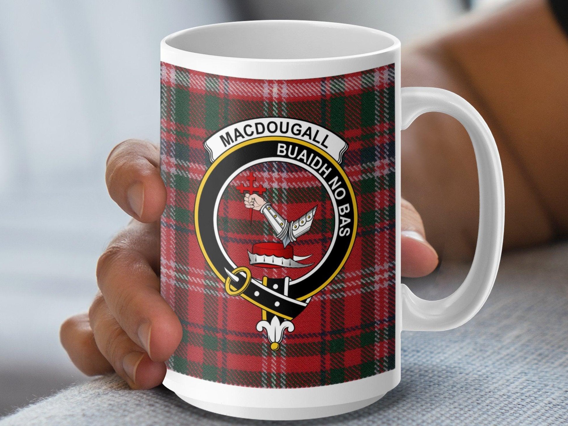 Traditional Scottish MacDougall Clan Crest Plaid Design Mug - Living Stone Gifts