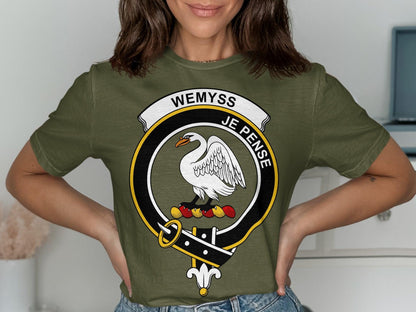 Elegant Wemyss Clan Crest Design Scottish Themed T-Shirt - Living Stone Gifts