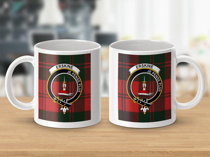 Clan Erskine Tartan Plaid Crest Design Coffee Mug - Living Stone Gifts