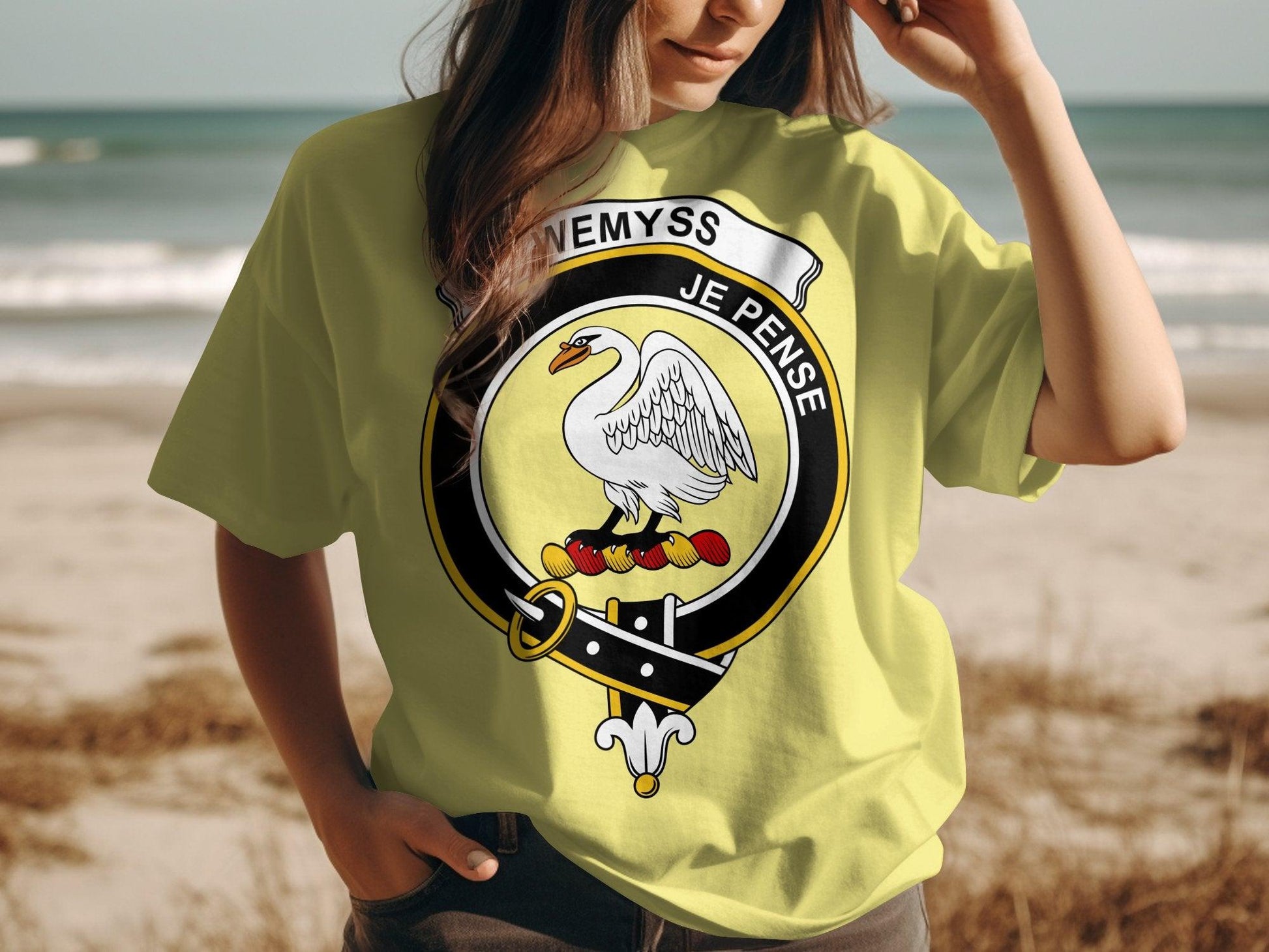 Elegant Wemyss Clan Crest Design Scottish Themed T-Shirt - Living Stone Gifts
