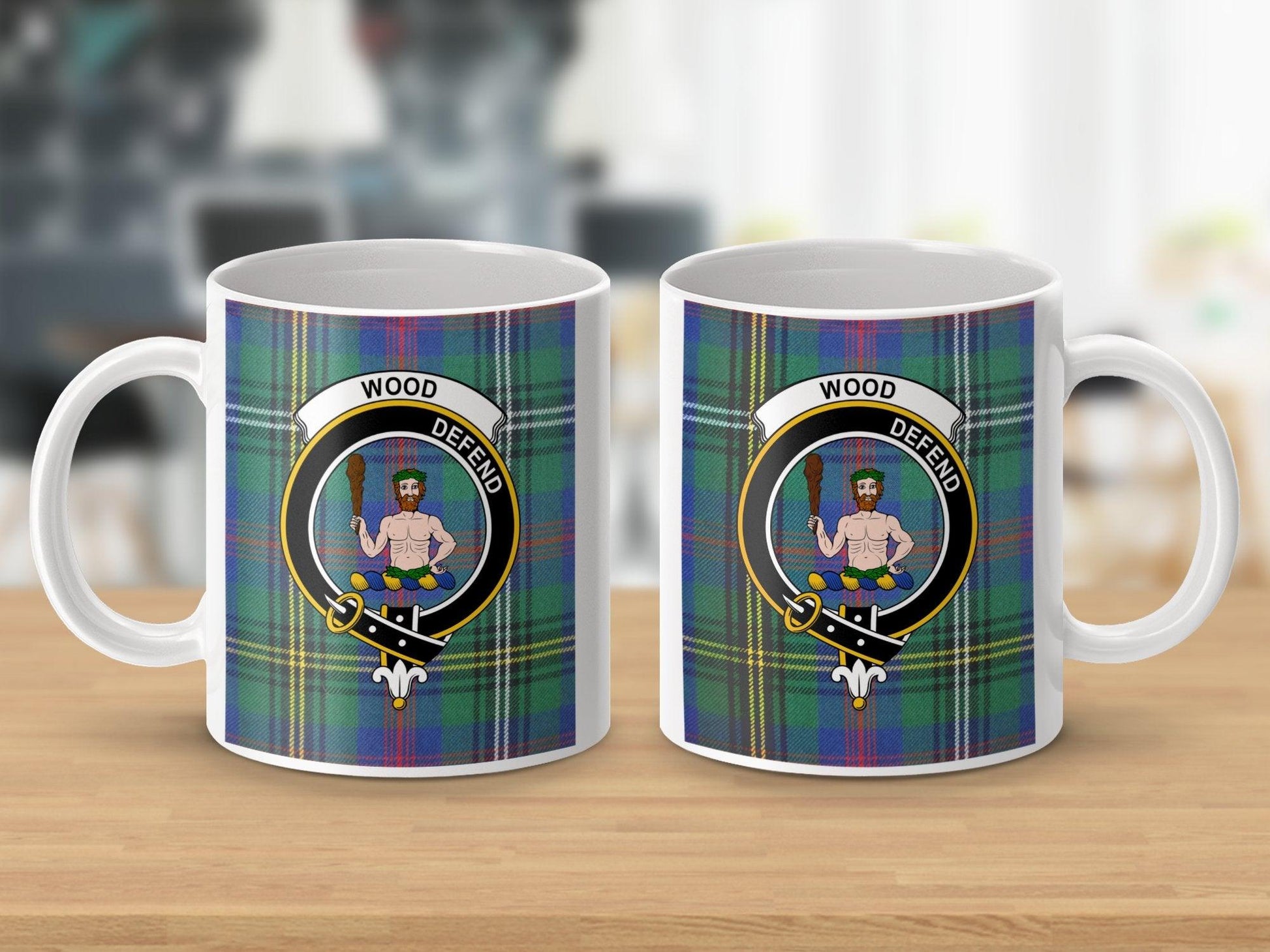 Wood Scottish Clan Crest Gatherings Tartan Mug - Living Stone Gifts