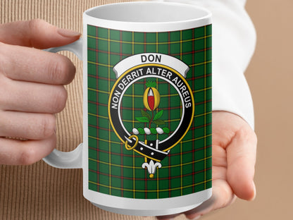 Clan Don Scottish Tartan Crest Heraldry Mug - Living Stone Gifts