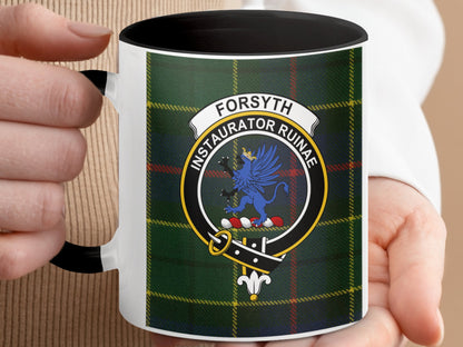 Forsyth Scottish Clan Tartan Crest Design Mug - Living Stone Gifts