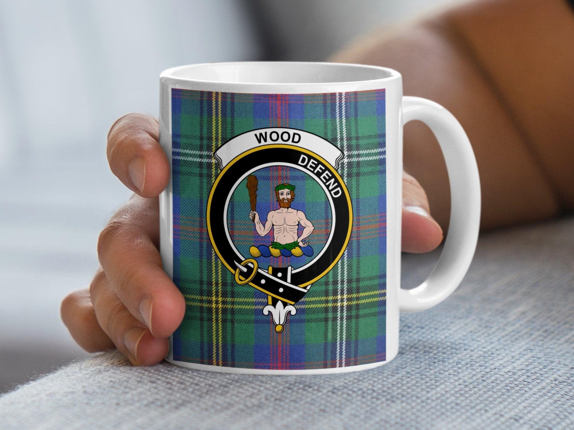 Wood Scottish Clan Crest Gatherings Tartan Mug - Living Stone Gifts