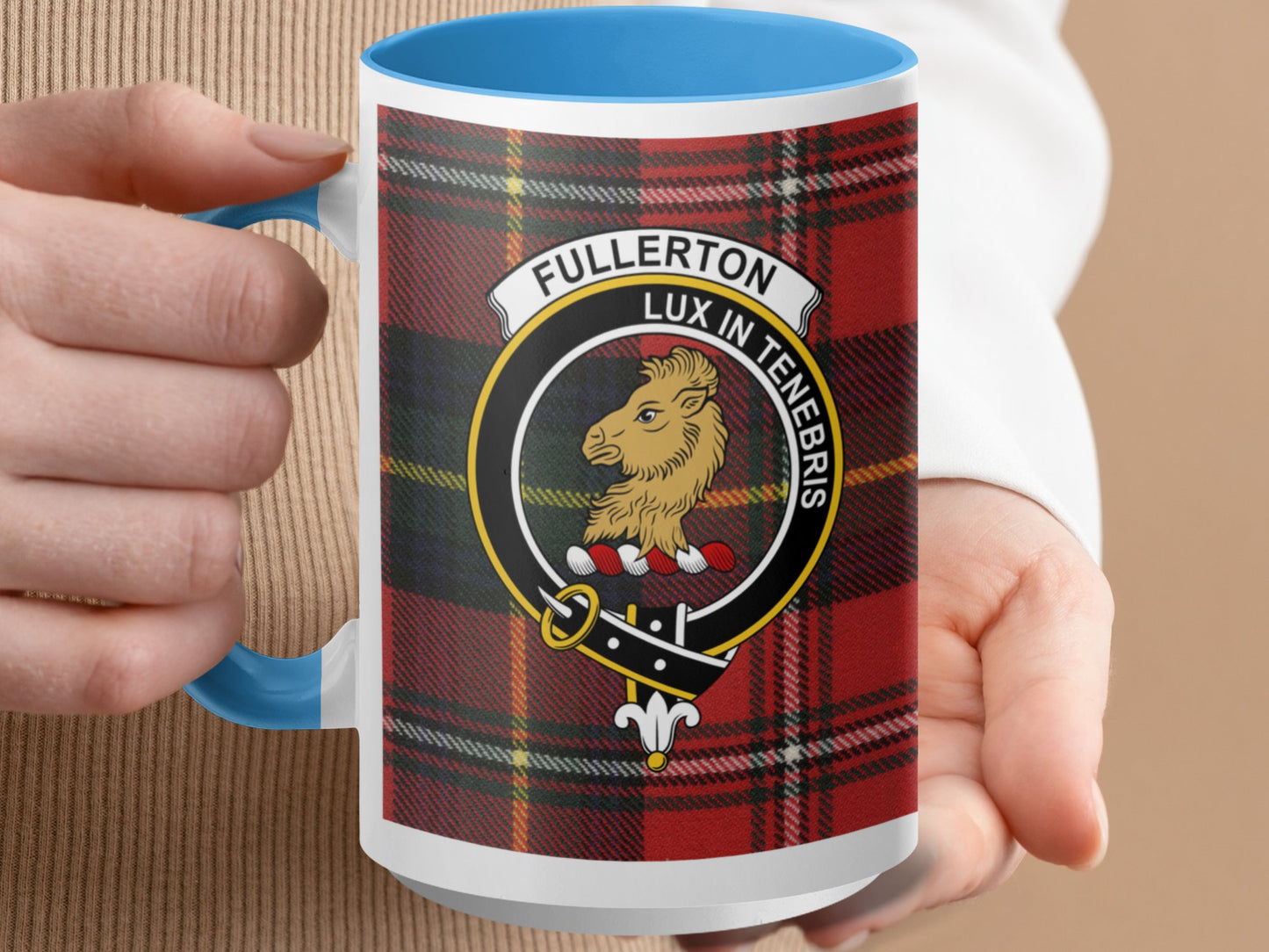 Clan Fullerton Scottish Tartan Crest Mug - Living Stone Gifts