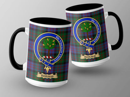 Ronald Scottish Clan Crest Tartan Pattern Mug - Living Stone Gifts
