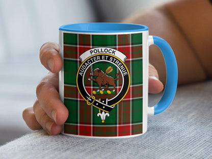 Pollock Scottish Clan Crest Tartan Design Mug - Living Stone Gifts