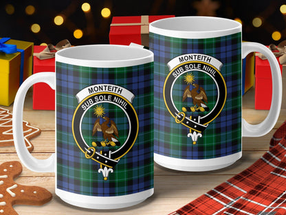 Monteith Clan Crest Tartan Pattern Design Mug - Living Stone Gifts