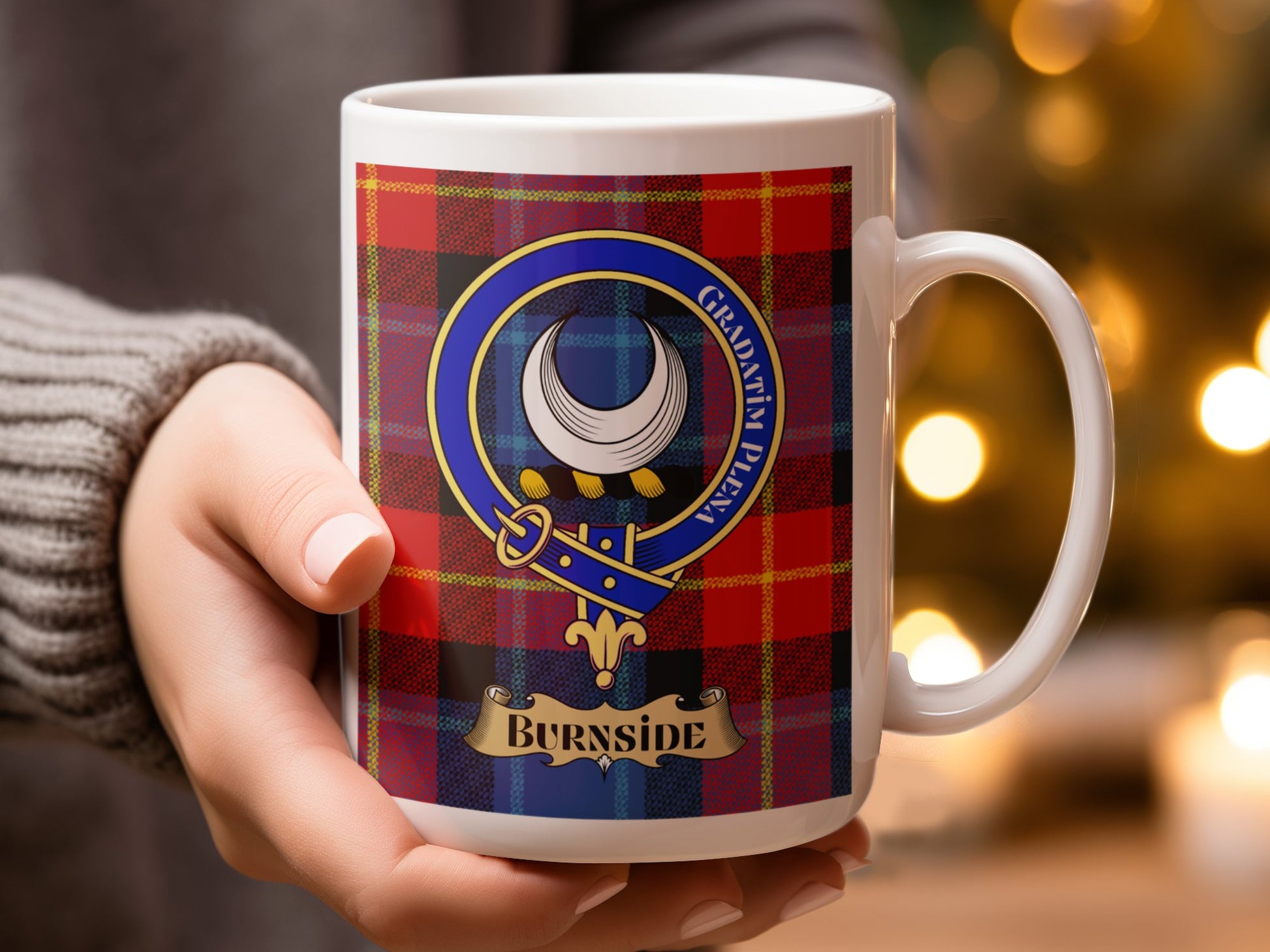 Clan Burnside Scottish Tartan Coat of Arms Mug - Living Stone Gifts