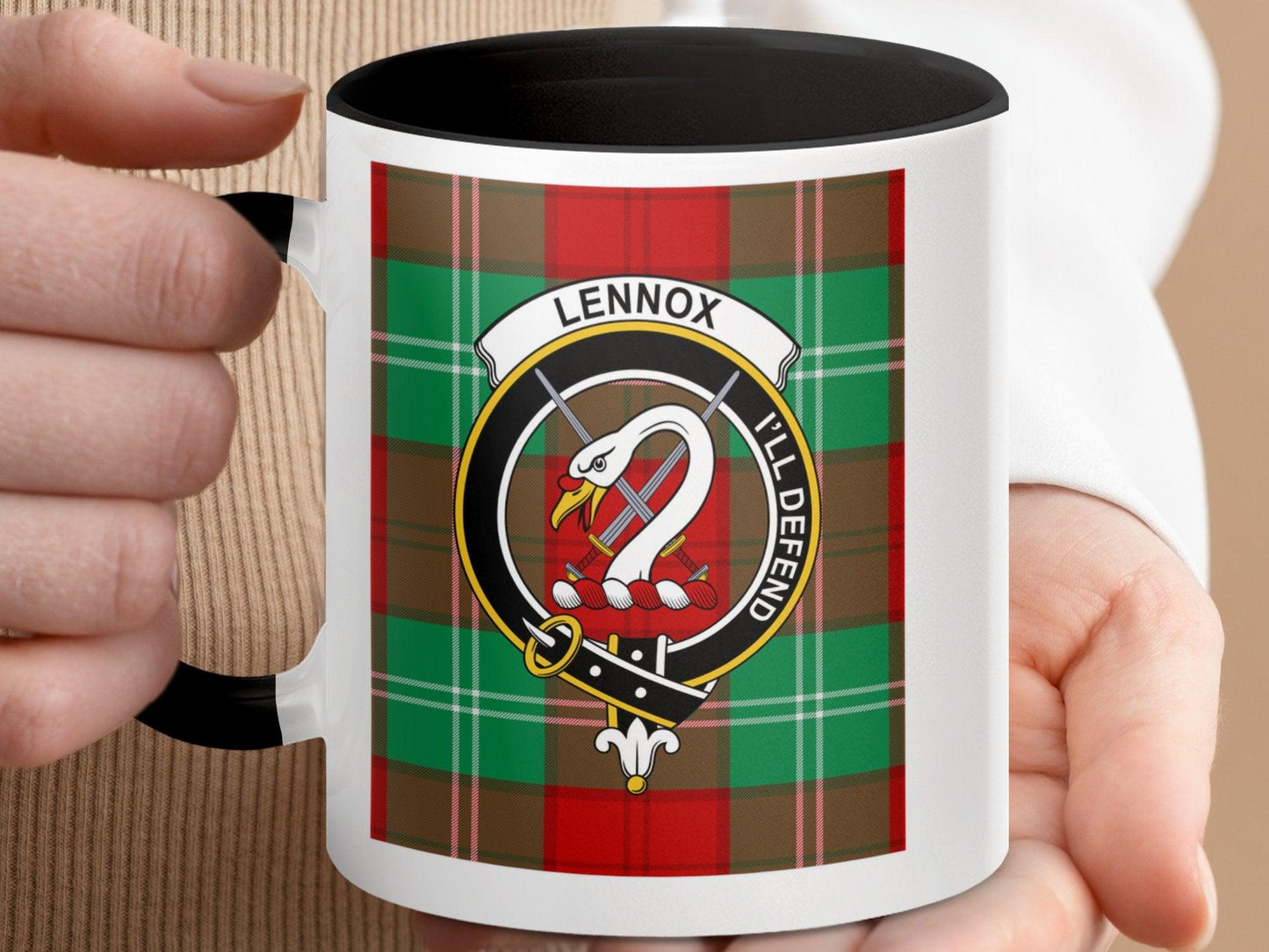 Scottish Clan Lennox Crest and Tartan Plaid Mug - Living Stone Gifts