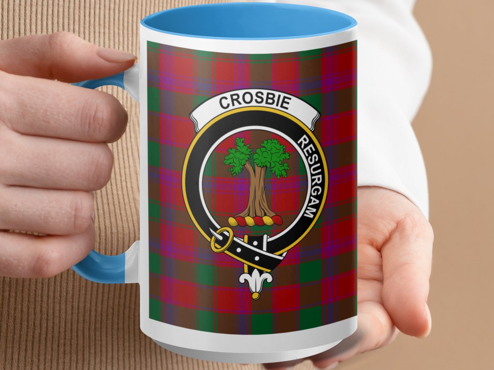 Crosbie Scottish Tartan Crest Design Mug - Living Stone Gifts