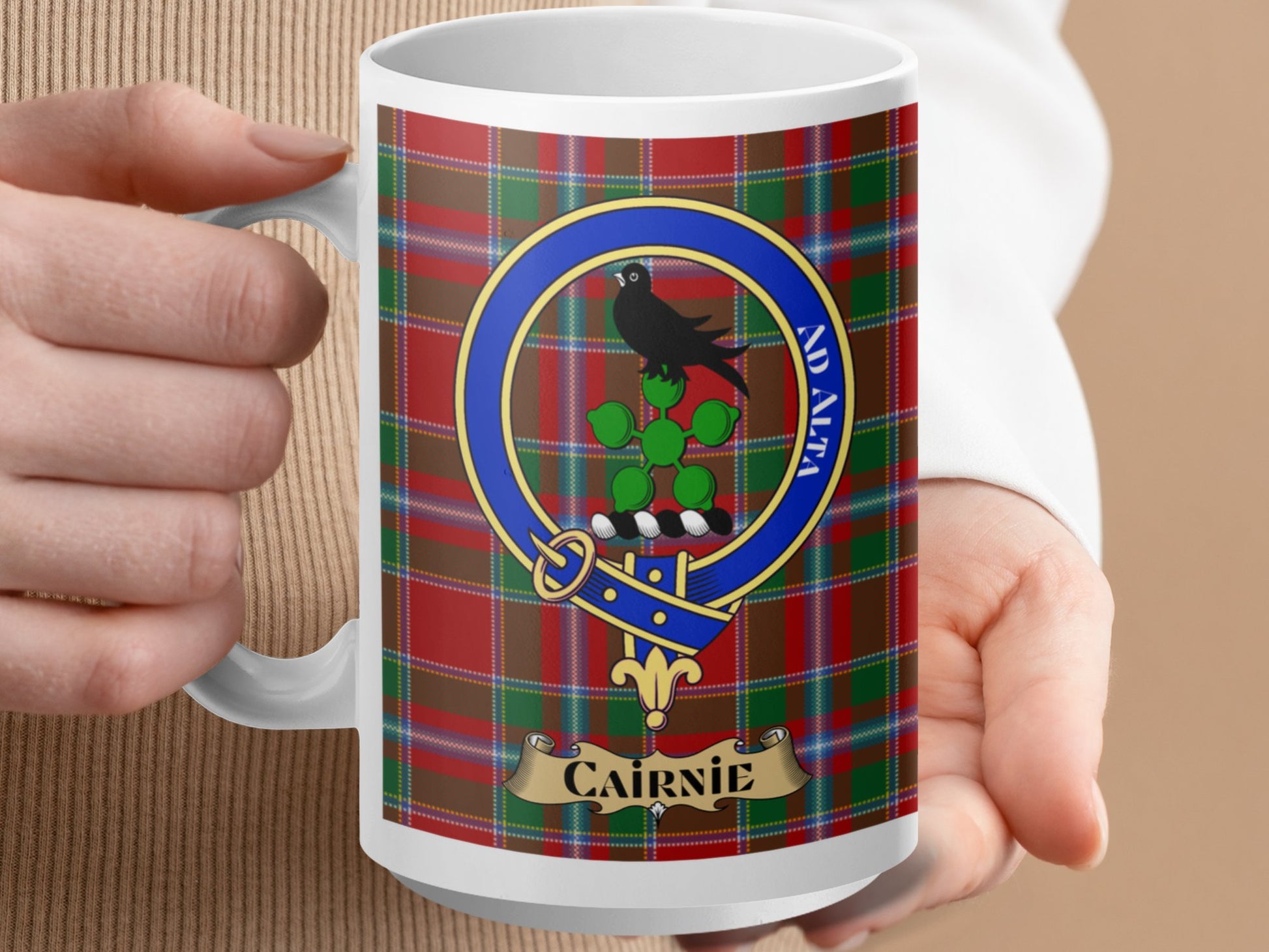 Clan Cairnie Scottish Tartan Crest Mug - Living Stone Gifts