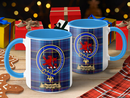 Dempster Scottish Clan Tartan Crest Mug - Living Stone Gifts