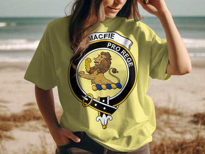 Macfie Clan Crest Pro Rege Scottish Graphic T-Shirt - Living Stone Gifts