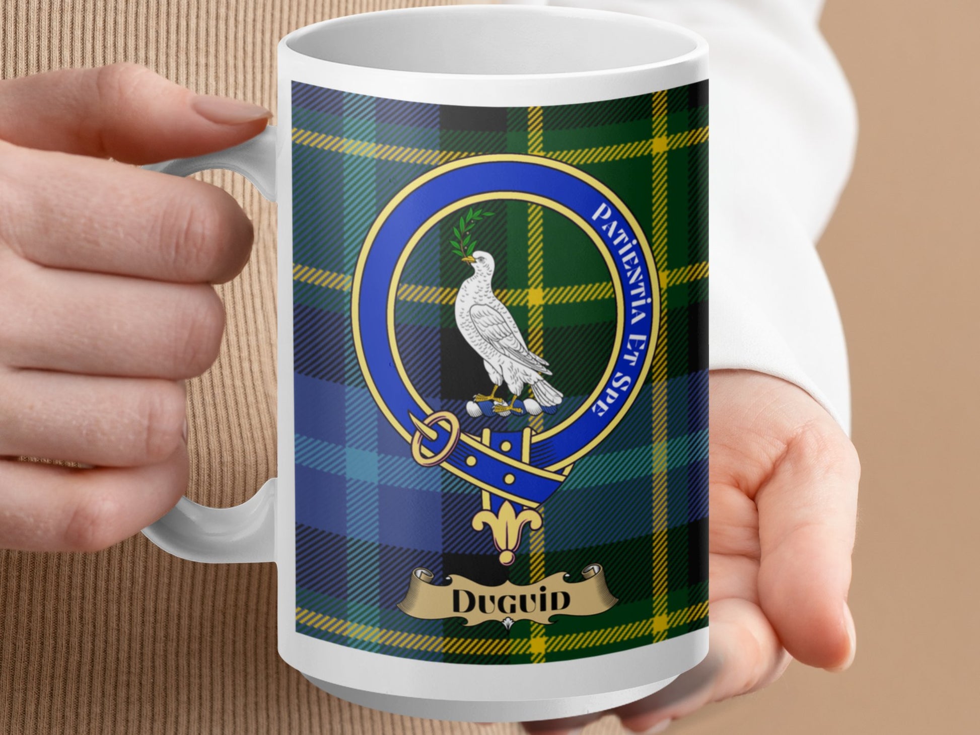 Duguid Scottish Clan Tartan Crest Pattern Mug - Living Stone Gifts
