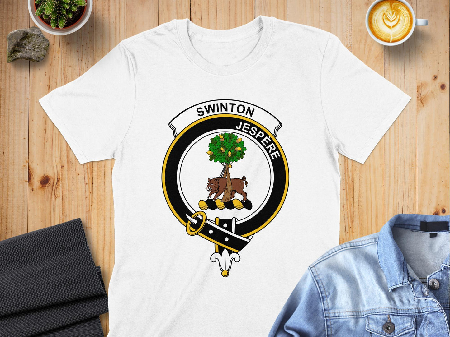 Scottish Clan Crest Swinton Jespere Highland T-Shirt - Living Stone Gifts