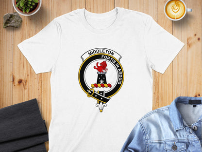 Middleton Scottish Clan Crest Fortis in Arduis T-Shirt - Living Stone Gifts